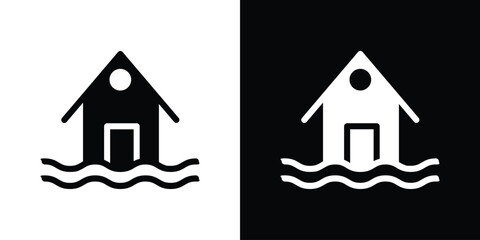 House flood icon for web design. solid vector icons