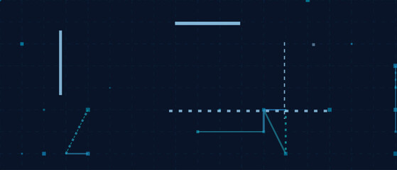 Modern vector tech blueprint background with grid and lines.
