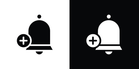 Cowbell circle plus icon for web design. solid vector icons