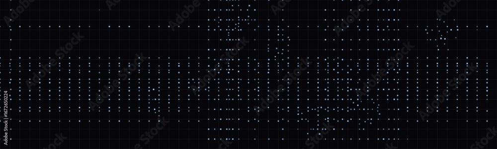 Poster abstract digital grid with dotted pattern design in blue and black.