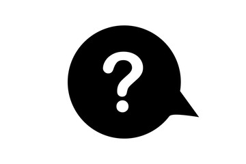 white question mark inside black message circle FAQ concept over transparent background