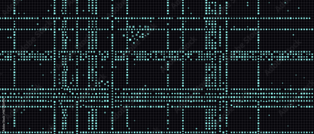 Aufkleber abstract vector tech background with digital grid and neon blue patterns.