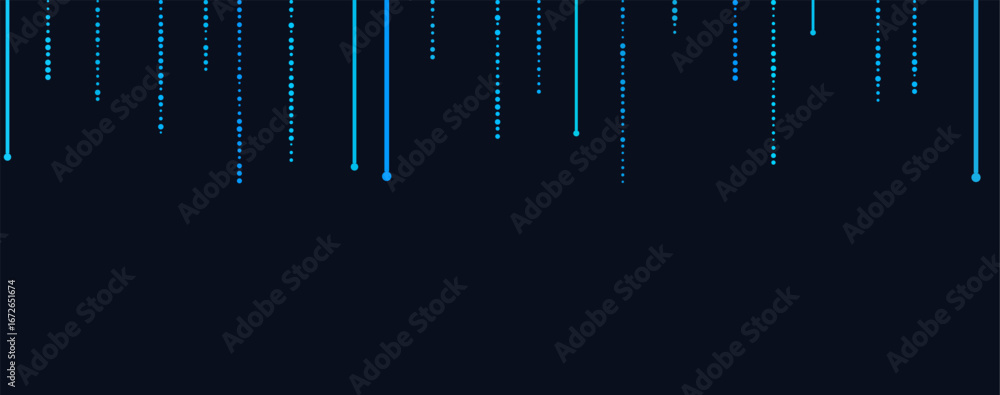 Poster futuristic vector tech background with blue digital lines and dots.