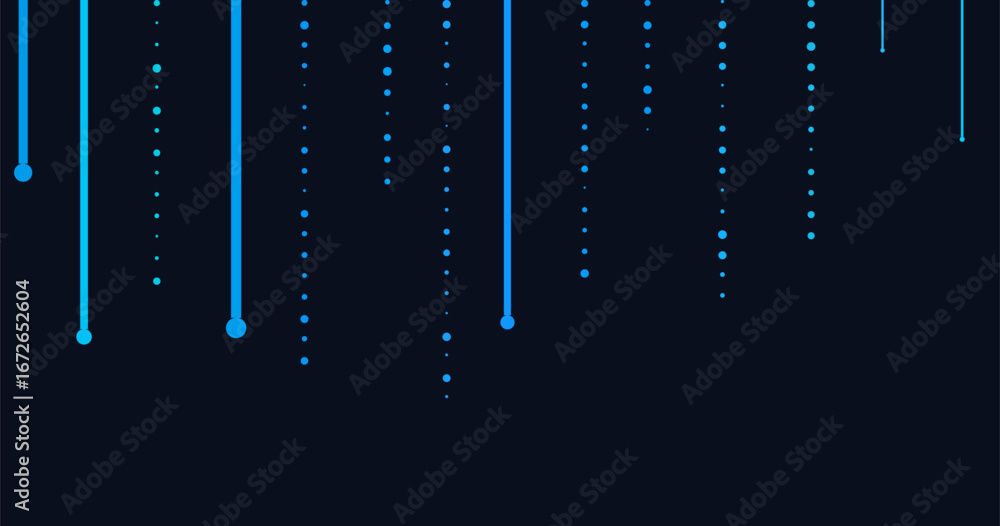 Poster futuristic vector tech background with blue digital lines and dots.