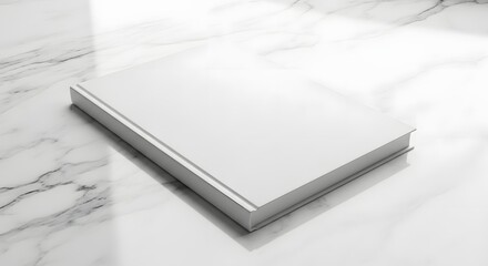 Blank White Notebook on Marble Surface in Bright Lighting for Office or Creative Use