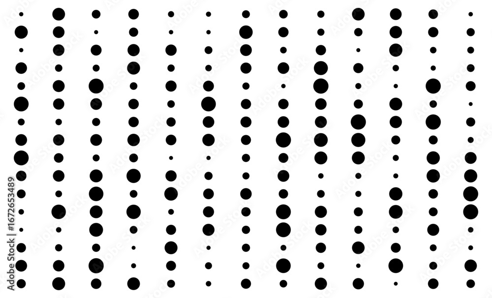 Aufkleber geometric dot pattern vector background with black circles in vertical rows.