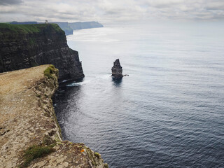 Amazing view on famous Irish tourist landmark, Cliff of Moher in county Clare, Ireland. Nature...