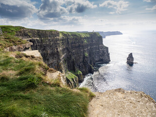 Amazing view on famous Irish tourist landmark, Cliff of Moher in county Clare, Ireland. Nature...