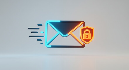 Digital Communication Security: An abstract icon showcases secure electronic mail in digital form, representing safe message transfer within cybersecurity. 