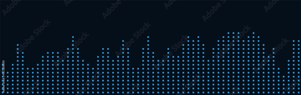 Poster digital skyline vector: futuristic tech background with dotted cityscape pattern.
