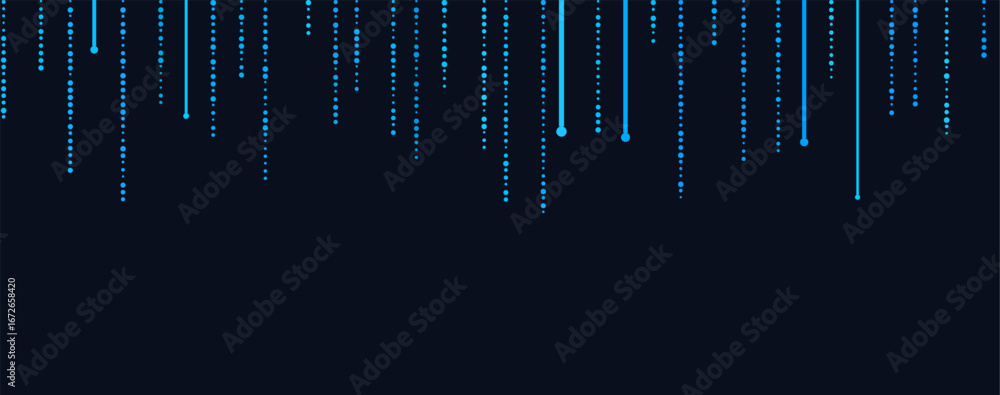 Poster abstract vector tech background with blue digital lines and dots.