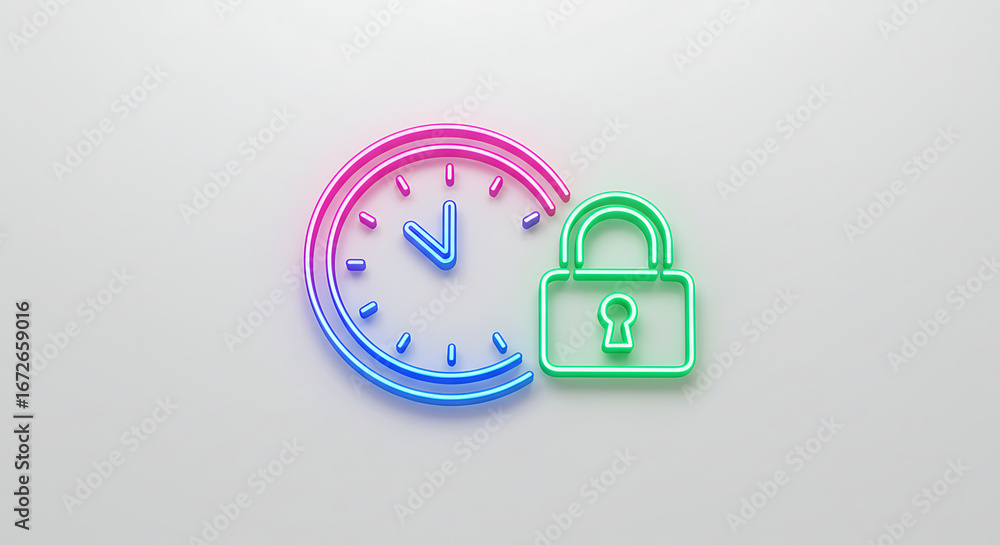 Poster secure time: a captivating depiction of time intertwined with the security of a padlock. the image u