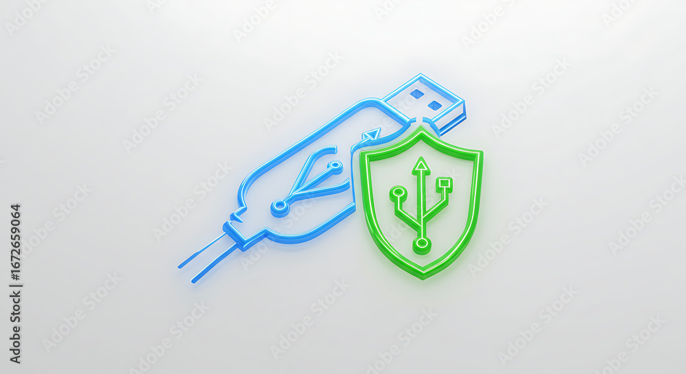 Aufkleber usb security: a vibrant image highlighting data security through the portrayal of a protected usb dr