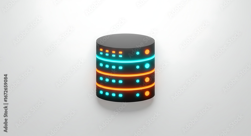 Poster data storage icon: a visually striking and modern rendering of a server icon, a symbol of the digita