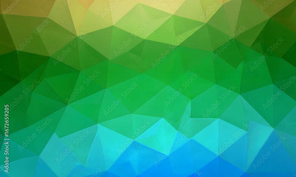 Poster abstract geometric background with blue green and yellow gradient triangle pattern