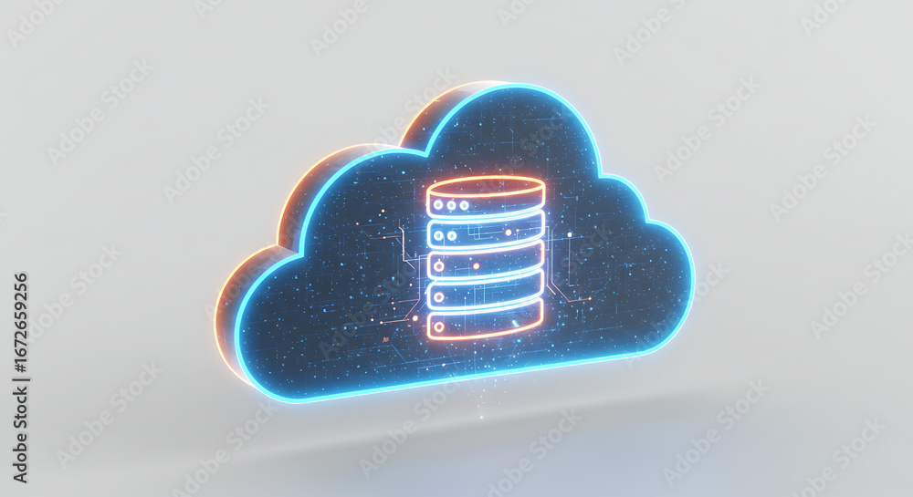 Poster digital cloud storage: a visually stunning digital rendering of a cloud icon symbolizing cloud stora