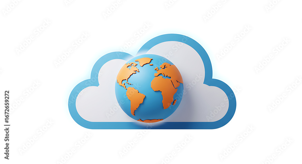 Aufkleber cloud-based global data: a dynamic 3d representation of the earth seamlessly integrated with a cloud