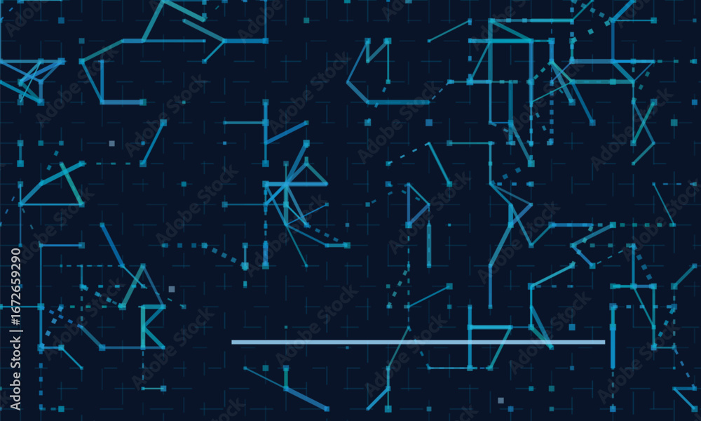 Aufkleber dynamic vector tech background with abstract blue lines and digital grid.
