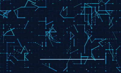 Dynamic vector tech background with abstract blue lines and digital grid.