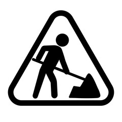 工事中注意を促す道路標識のイラスト