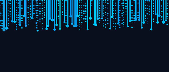 Futuristic vector tech background with blue lines and dots on dark surface.