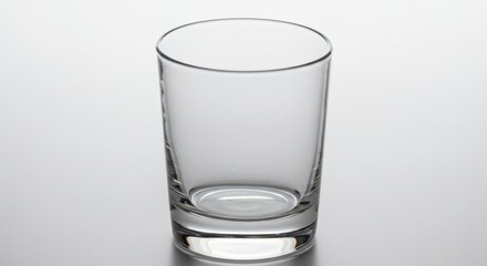 Clear glass tumbler on a reflective surface