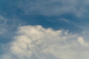 Cumulus and Cirrus Cloud Mix in Blue Sky