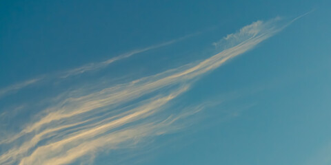 Golden Cirrus Cloud Streaks in Evening Sky