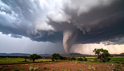 Fototapeta premium Dramatic storm over a flat landscape