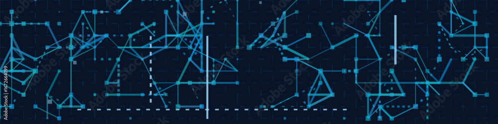 Aufkleber dynamic vector tech background with geometric lines and digital patterns.