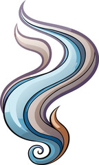 Wellness Spa Day Graphics Abstract swirling design with light blue, beige, and brown tones, featuring a stylized flame or smoke