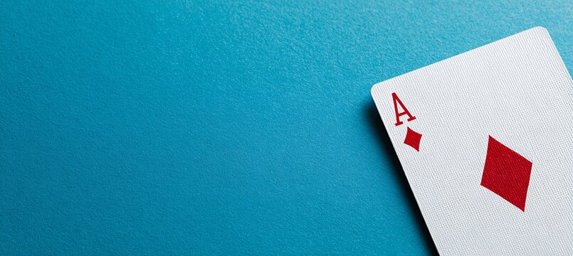 ace of diamonds on blue background