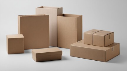 Cardboard boxes stacked minimal packaging logistics commerce lifestyle product photography