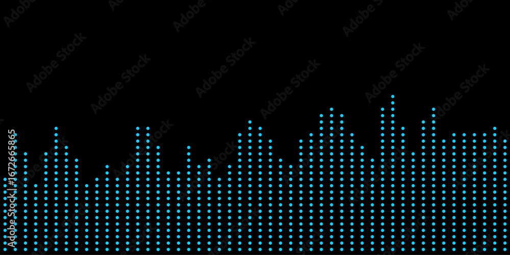 Aufkleber dynamic vector tech background featuring blue dotted wave pattern on black.