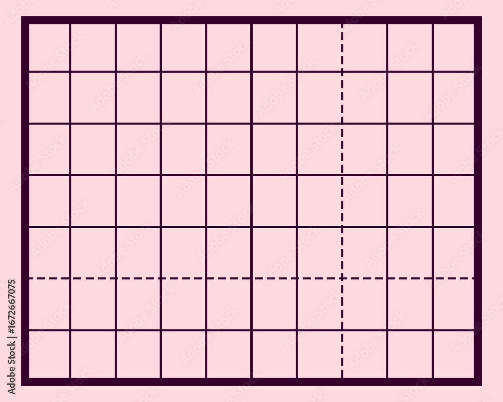 Poster tech grid background with purple lines and pink squares for digital design.