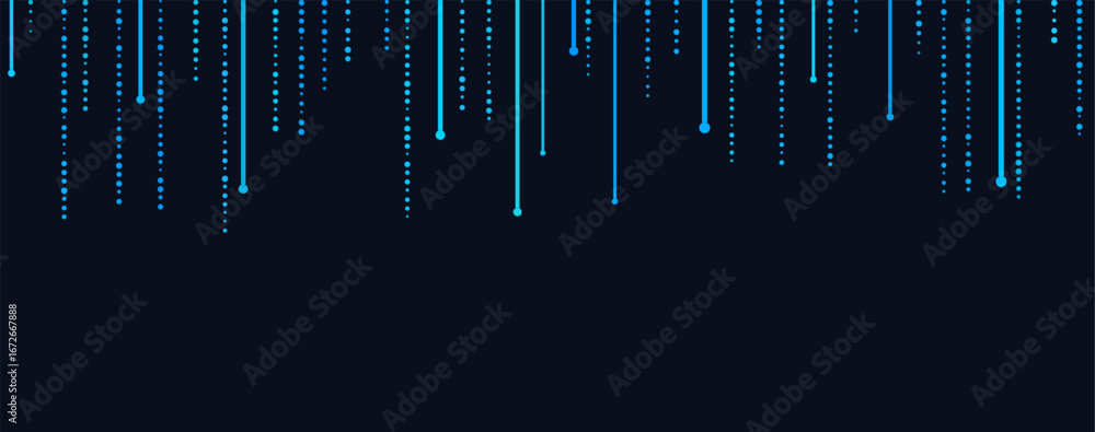 Aufkleber dynamic blue lines and dots on dark tech background.