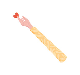 Colorful flat hand with heart gesture. Open arm symbolizing love, support, and charity. Aid and help concept in abstract style for creative projects card templates.