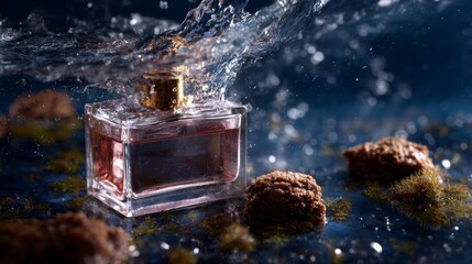 Perfume bottle lifestyle product photography advertising concept luxury stylish modern composition decorative arrangement inspiration background fragrance design