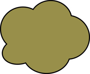 茶色の雲。ふきだしフレーム。濃い色の縁取りがある。