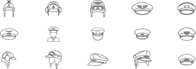 Icon Set for Military and Aviation Headgear Designs