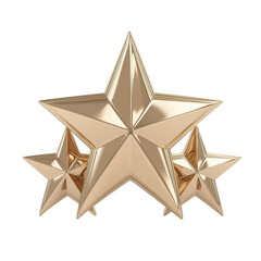 Shiny golden stars trio isolated on transparent background