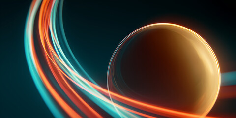 Cybernetic Core Displacement: Abstract Sphere within Linear Light Grids