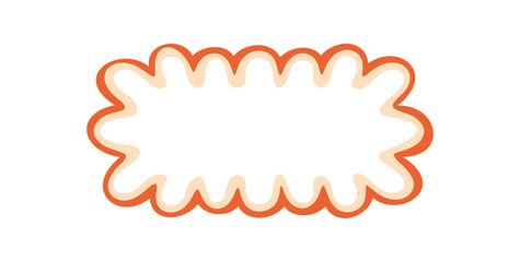 Groovy wavy rectangle outline frame border in cartoon graphic style. Funky retro element with bubble graphic on white background. Y2k inspired, this abstract frame suits modern playful design