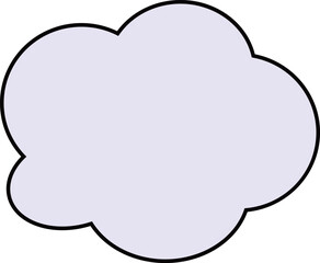 薄い紫色の雲の形をしたイラスト。黒い縁どりがある。