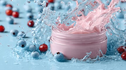 Cosmetic splash lifestyle product photography advertising concept skincare stylish modern composition arrangement background design inspiration beauty freshness dynamic