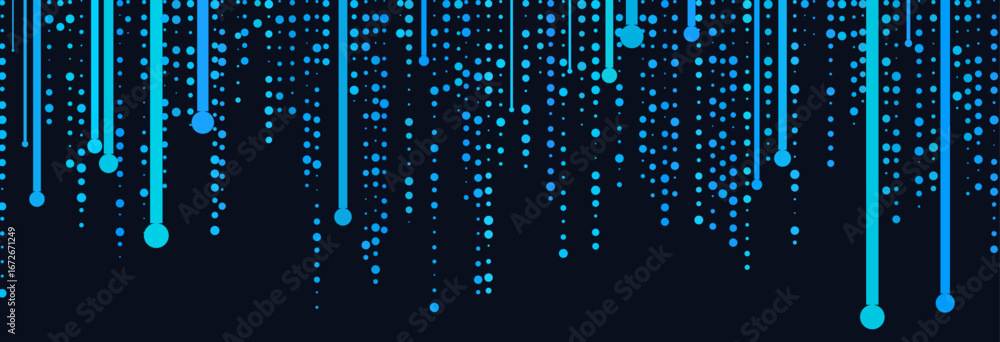 Aufkleber abstract vector tech background with blue digital patterns and falling dots.
