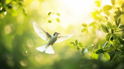 Flying bird lifestyle product photography advertising concept nature stylish modern composition arrangement background design inspiration freedom wildlife green