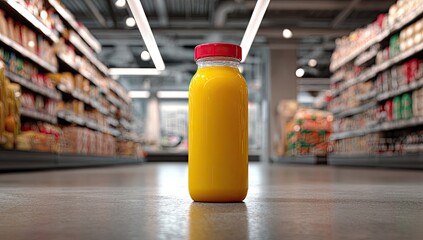 Orange Juice Bottle in Supermarket Aisle (3)