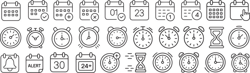 Time and Calendar Icons: A Comprehensive Vector Set for Scheduling, Alarms, and Appointments

