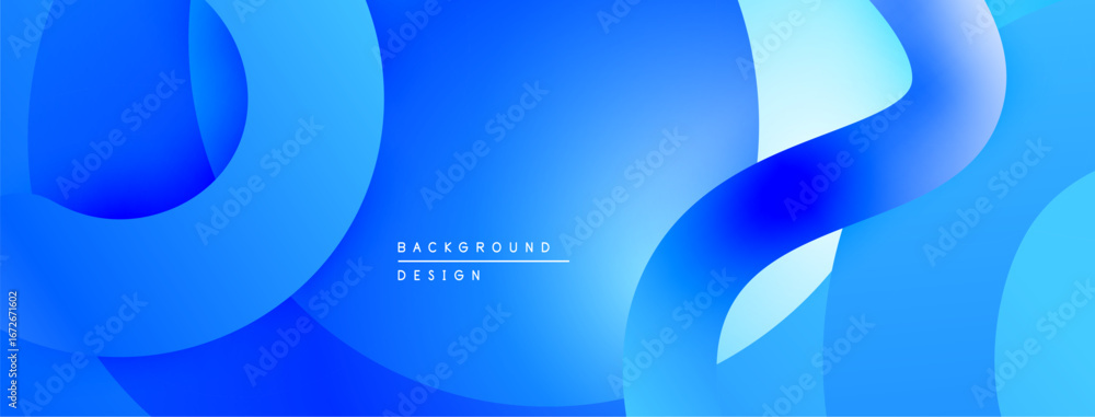 Poster abstract blue background. overlapping shapes create dynamic, modern visual effect. smooth gradients 